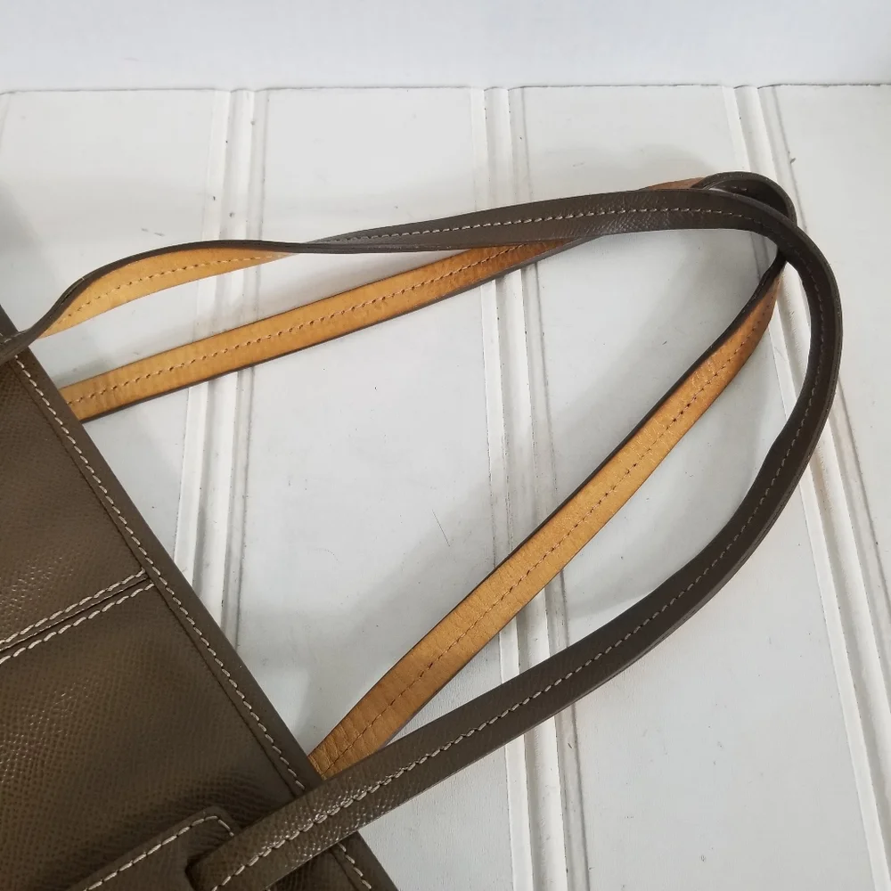 Dooney & Bourke Tote OS Davis Pebble Grain Leather Tassel Shopper Purse Brown Lg